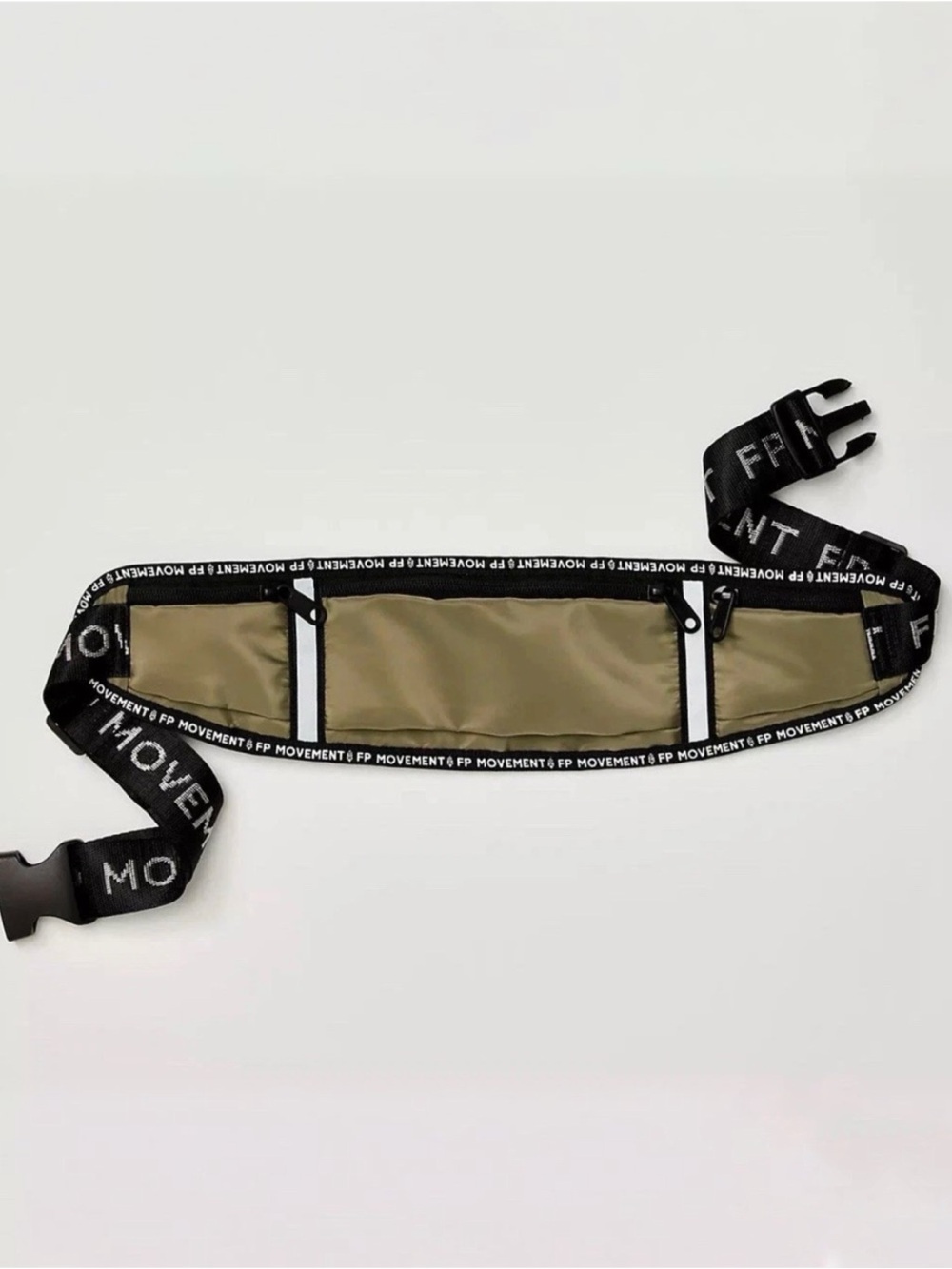 Free People Movement 3 Pocket Runner Moss Waist Pack with Black Branded Strap